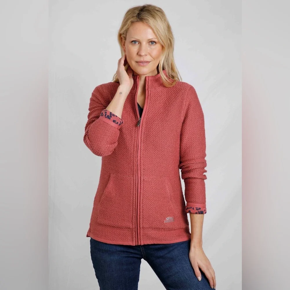 Weird Fish Sontee Full Zip Eco Macaroni Sweatshirt Rosewood - Picture 2 of 9